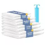 Sacchi Sottovuoto Piumoni con Pompa a Mano, 8 Pz, Buste Sottovuoto Vestiti per Iumoni