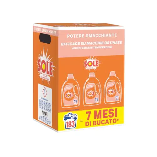 Sole Detersivo Lavatrice Liquido Igienizzante con Potere Smacchiante