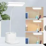 Sporway Lampada da Scrivania LED ricaricabile con portapenne e braccio flessibile