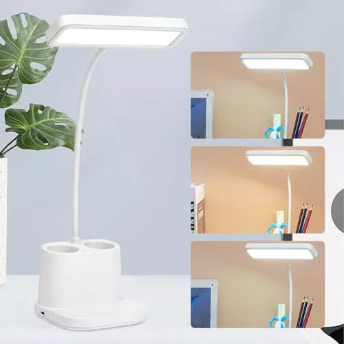 Sporway Lampada da Scrivania LED ricaricabile con portapenne e braccio flessibile