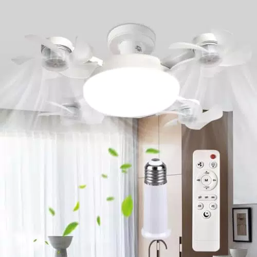 Starnearby Ventilatore da Soffitto con Luce e Telecomando Dimmerabile E27
