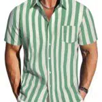 TARAINYA Camicia Estiva Uomo in Lino e Cotone Maniche Corte Casual