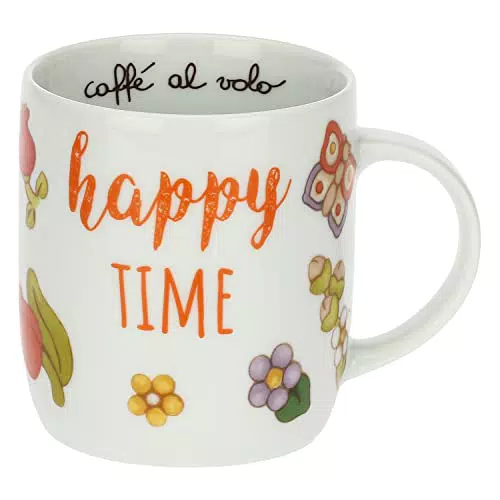THUN Mug in Porcellana Decorata a Mano della Linea Happy Country 300 ml