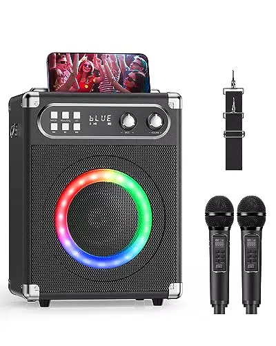 Tisey Karaoke Machine con 2 Microfoni Wireless e Altoparlanti Potenti