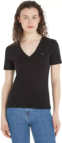 Tommy Hilfiger Slim Cody Top in Maglia a Maniche Corte per Donna