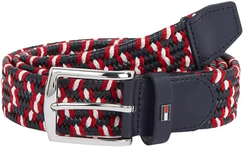 Tommy Hilfiger Cintura Denton Elastic Leather Intrecciata 3,5 cm Uomo