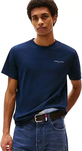 Tommy Jeans Maglietta a Maniche Corte Tjm Slim Linear Chest Tee Uomo