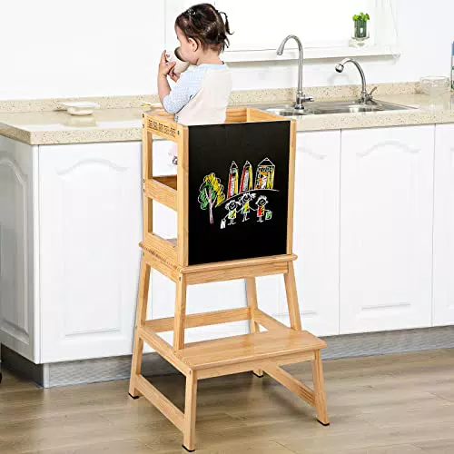 Torre Montessoriana per Bambini con Lavagna e Sbarra di Sicurezza