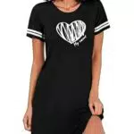 Uniexcosm Camicia da Notte Donna in Cotone Estiva a Maniche Corte con Stampa Cuore