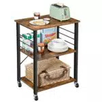 VASAGLE Carrello da Cucina con Rotelle, Scaffale per Microonde e Forno - KKS60XV1
