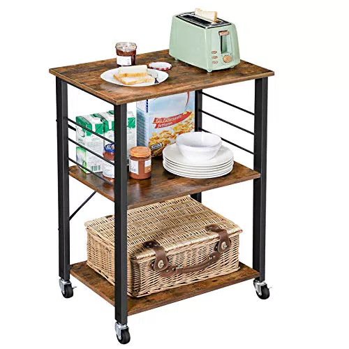 VASAGLE Carrello da Cucina con Rotelle, Scaffale per Microonde e Forno - KKS60XV1
