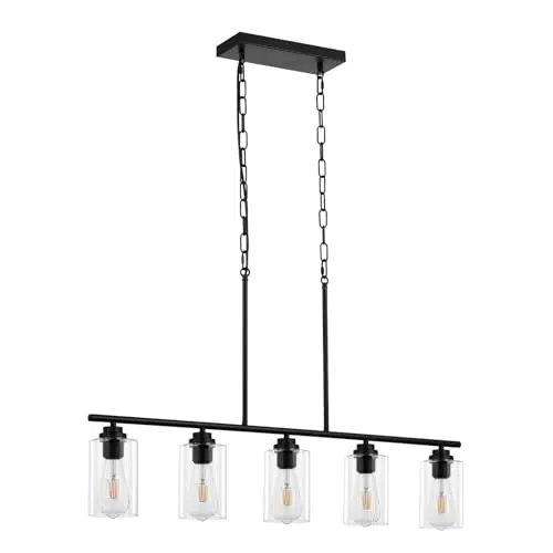 VEVOR Lampadario a Sospensione Regolabile per Sala da Pranzo E27, 60W, Metallo e Vetro