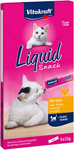 Vitakraft Liquid Snack per gatti con pollo e taurina, supporta la vista e il cuore