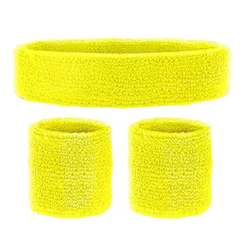 Widmann Milano Fascia Antisudore e Bracciali Sportivi Anni '80 per Carnevale e Feste a Tema