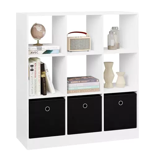 WOLTU Libreria a Cubi, Scaffale in Legno con Cassetti, Modello SK041ws
