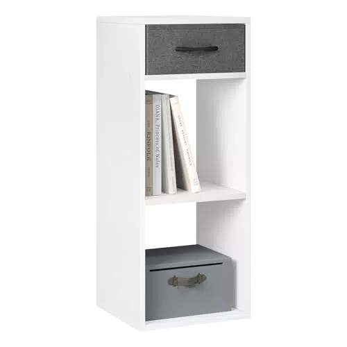 WOLTU Libreria da Terra a 3 Livelli con Cassetto per Studio e Soggiorno, SK055ws
