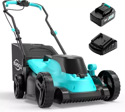 YARDCARE Tagliaerba a Batteria 18V, Motore Brushless e Display LED, 34 cm