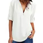 Yuson Girl Camicetta Manica Lunga Scollo a V Casual Elegante Tinta Unita
