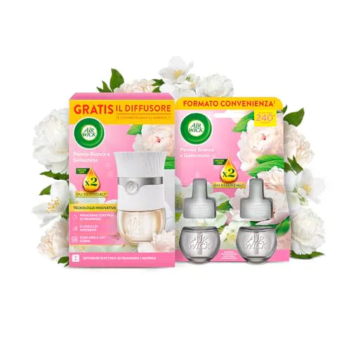 Air Wick Diffusore Elettrico Oli Essenziali con Ricariche Peonia e Gelsomino