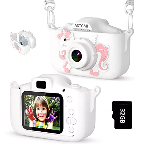 ASTGMI Macchina Fotografica Bambini, 12MP Mini Ricaricabile Fotocamera Digitale Bambina Videocamera Regalo per Ragazze Ragazzi 3-10 Anni