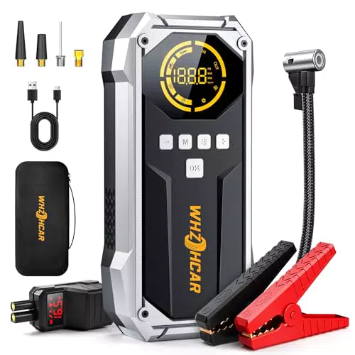 Brand Avviatore Emergenza Auto 6000A 12V con Compressore e Torcia LED