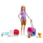 Barbie Salvataggio Animali - Playset con Bambola, Accessori e Trasportino
