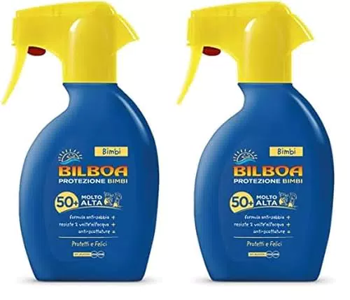 Bilboa Bimbi Trigger Solare Bambini SPF 50+, Resistente all'Acqua e Anti Sabbia