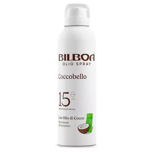 Bilboa Olio Solare SPF 15 con Olio di Cocco, Resistente all'Acqua