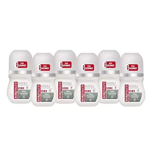Borotalco Deodorante Uomo Roll On Invisibile, Formula Senza Alcool, 72h Efficace