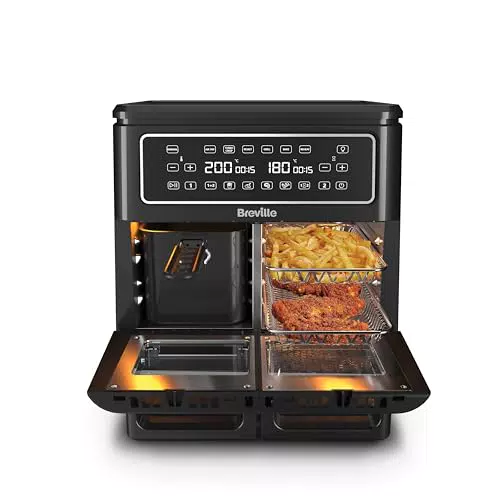 Breville Friggitrice ad Aria Calda Halo Flexi Digitale a Doppia Camera 1800 W