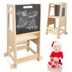 Brolteja Torre di Apprendimento Regolabile per Bambini con Lavagna Nera