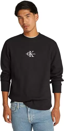Calvin Klein Felpa Uomo Monologo Waffle Scollo Rotondo