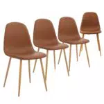 CangLong Sedie da pranzo imbottite in stile scandinavo con gambe in metallo