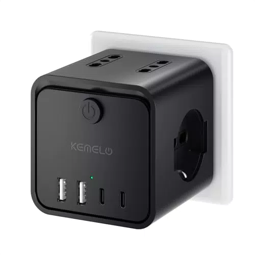 Ciabatta Elettrica Multipresa 4 Prese Universali 10/16A e 2 USB A+C con Interruttori