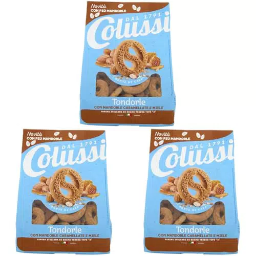 Colussi Frollini al miele e mandorle caramellate con farina italiana e latte fresco