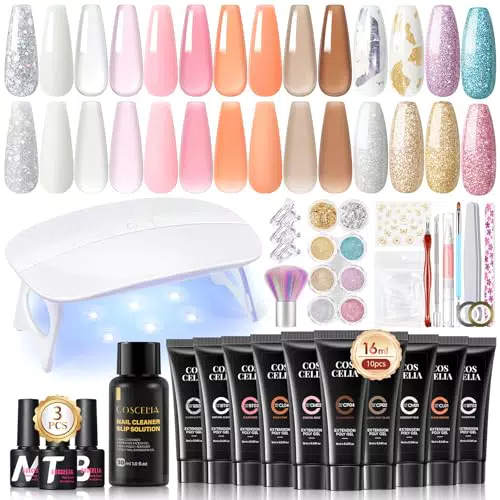 COSCELIA Kit Ricostruzione Unghie con Lampada e Gel per Nail Art Professionale