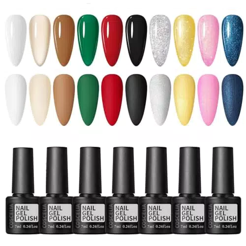 COSCELIA Kit Semipermanente per Unghie UV/LED - Nail Art Manicure Set