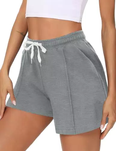 Crewhpo Pantaloncini Donna Cotone Pantaloncini Sportivi Estivi Pantaloni Corti Vita Alta Shorts da Yoga con Tasche Shorts Casual Tinta Unita per Jogging Sport Fitness S-XX
