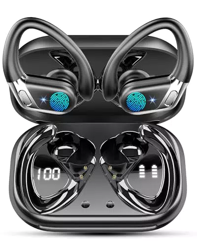 Cuffie Bluetooth 5.4 Sport con Cancellazione Rumore e Display LED - IP7 Impermeabili