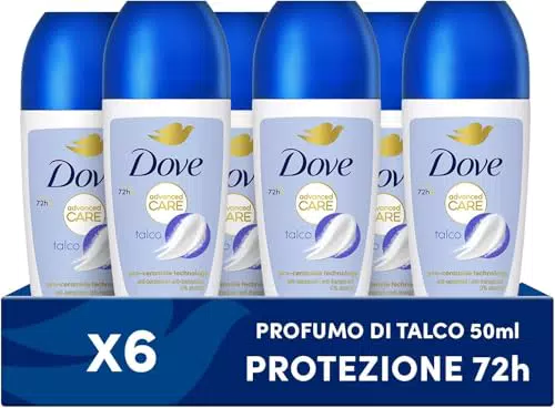 Dove Deodorante Roll On Advanced Care Talco - Antitraspirante 48 Ore