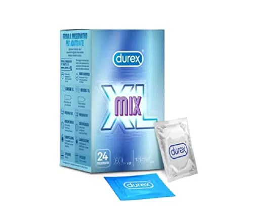 Durex XL Mix, Preservativi Extra Large, 24 profilattici