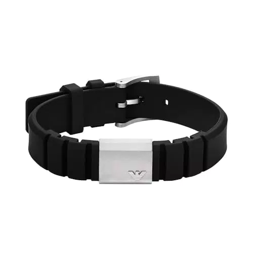 Emporio Armani Bracciale da uomo in acciaio e silicone, modello EGS3079040
