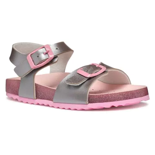 Geox J Adriel Girl I, Sandalo, Silver/Pink