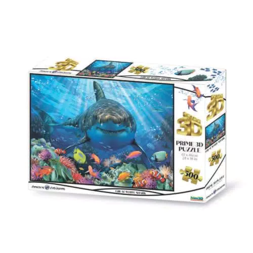 Grandi Giochi Puzzle Lenticolare Orizzontale Squalo Bianco con Effetto 3D