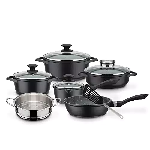 GSW Set di pentole Gourmet in alluminio e acciaio inox con vetro e plastica