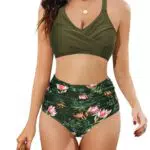 Heekpek Costume da Bagno Donna Curvy Push Up Imbottito Scollo a V Crociato