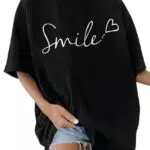 Heekpek T-Shirt Donna Oversize Girocollo Manica Corta Casual Estiva con Stampa