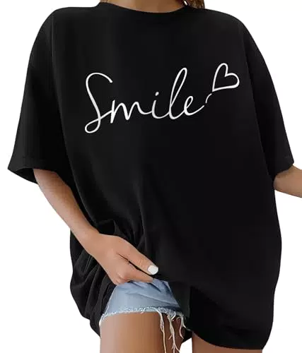 Heekpek T-Shirt Donna Oversize Girocollo Manica Corta Casual Estiva con Stampa