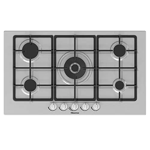 Hisense GM973XF Piano Cottura a Gas con 5 Zone di Cottura e Griglie in Ghisa