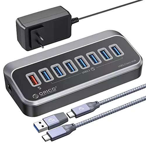 ORICO Hub USB C a 7 porte 5 Gbps con porta di ricarica intelligente per MacBook